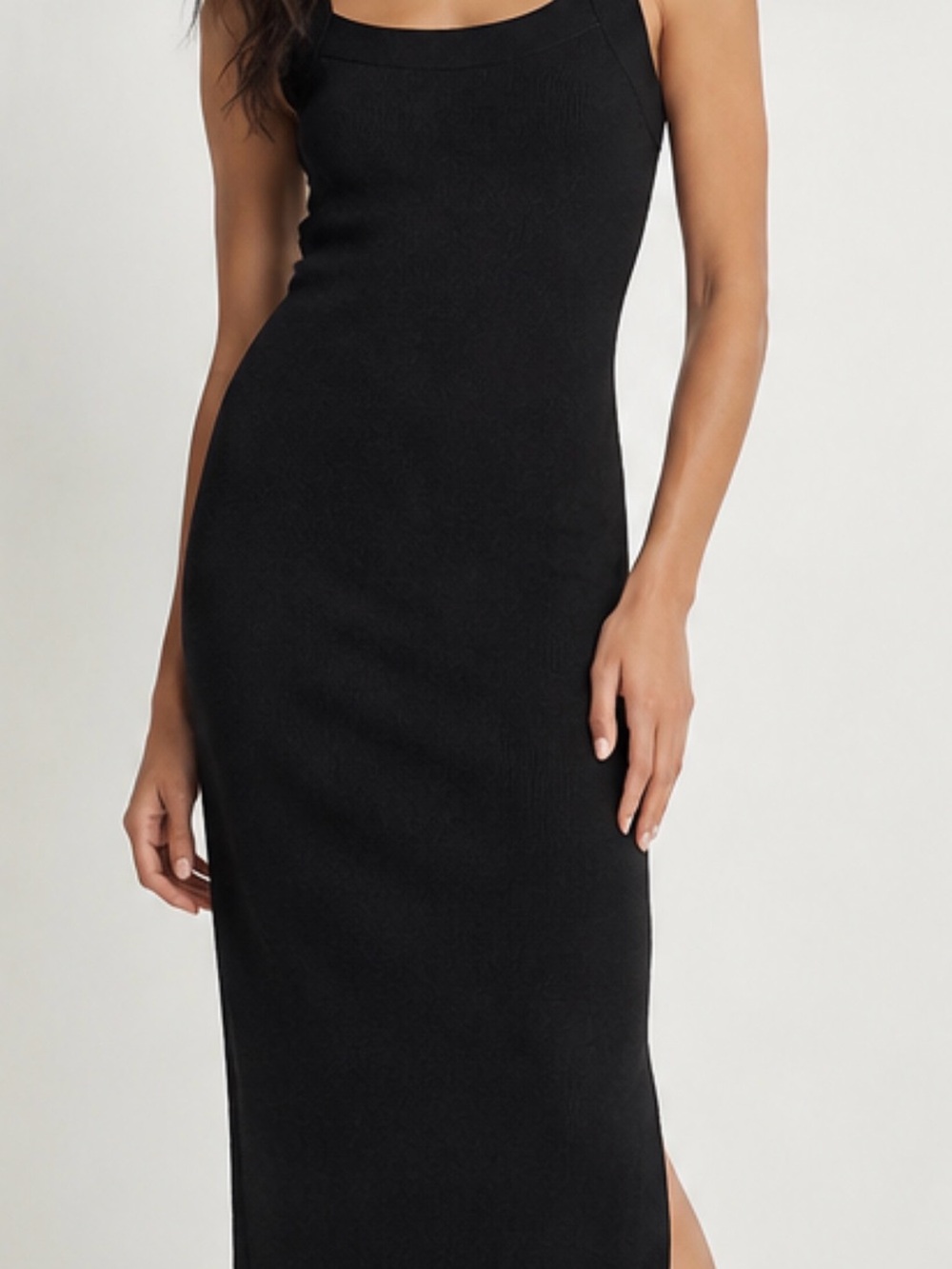 Aritzia Babaton Black Ribbed Knit Midi Dress XS